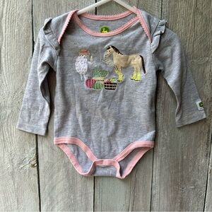 Baby‎ Girl John Deere Embroidered Long Sleeve Shirt Size 6/9 Months